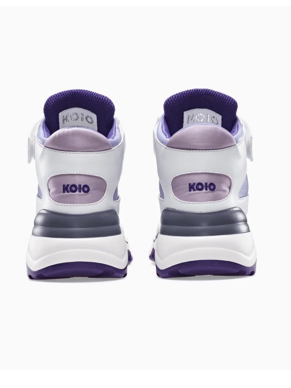 New! KOIO Aerobics Pearl Leather High Top Chunky Sneakers White Purple - Picture 5 of 13